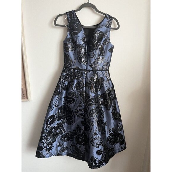 Kay Unger Peony metallic jacquard Jackie Midi Dress Size 2 - Picture 6 of 12